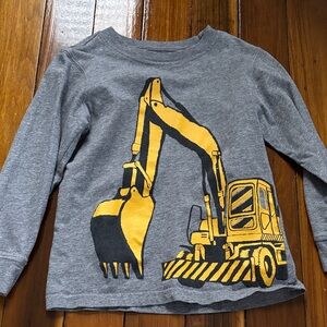 Carter's Gray Long Sleeve with Yellow Excavator